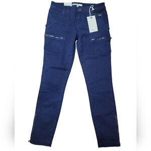 Joie Womens size 26 Park Skinny Utility Cargo Pants Dark Navy Blue Ankle Zippers